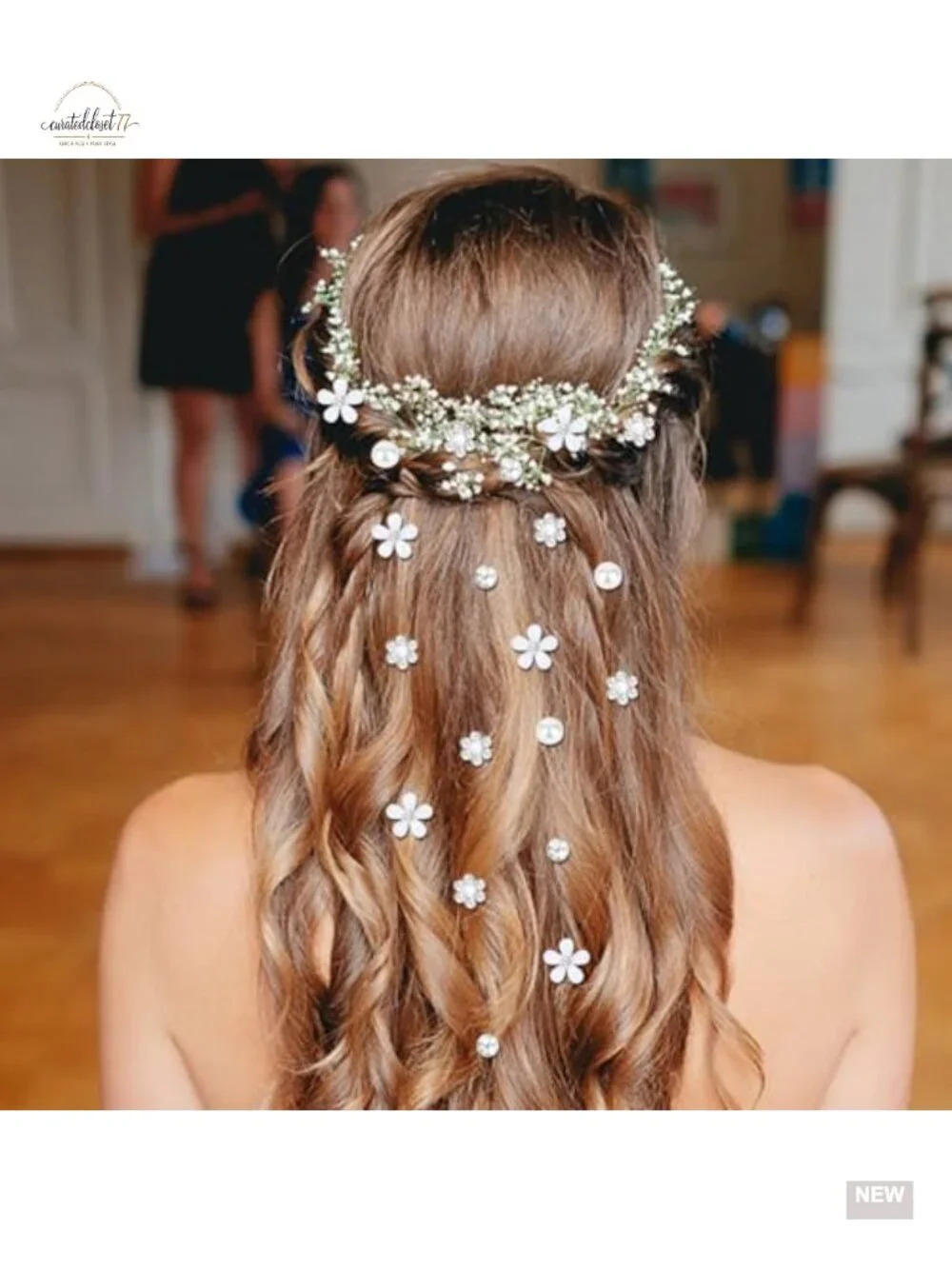 40 Mini Flower Hair Clips Rhinestone Pearl Wedding Hair Accessories